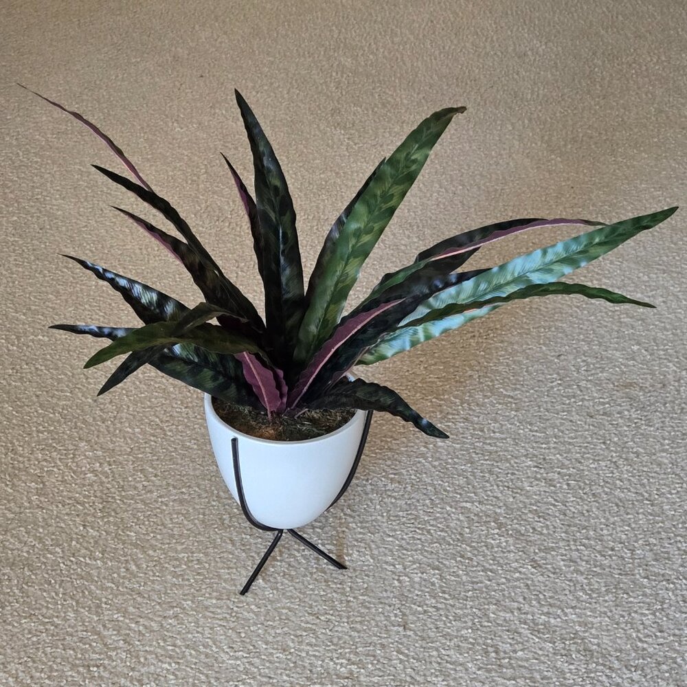 Faux Plant in White Pot Tabletop Arrangement - 27" Polyester Greenery Artificial